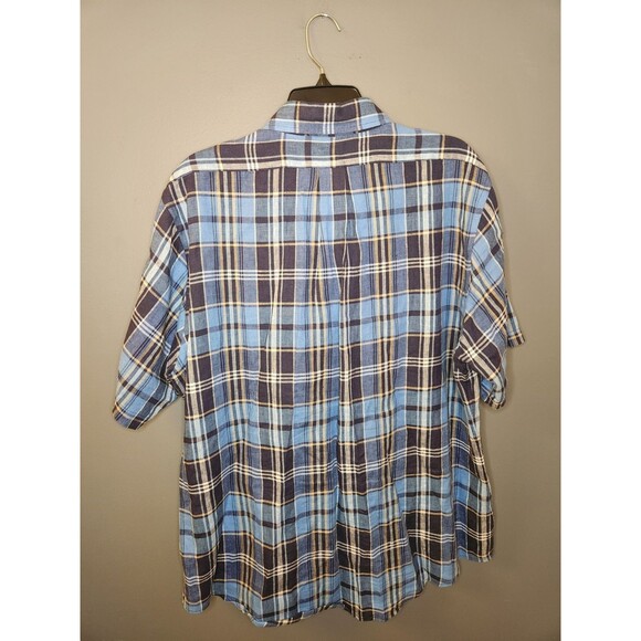 Brooks Brothers Shirt Mens XL Blue S/S Plaid Button Down 100% Irish Linen Regent - Picture 3 of 5